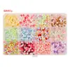 12 Compartimentos 4mm Plástico Cuentas de Esquina Facetadas Color Mixto Macarrón Forma de Diamante Cuentas Perforadas DIY Cadena de Teléfono Pendiente Accesorios para Cuentas
