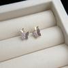 Lo real es muy pequeño, simple y pequeño, moda para estudiante que va al trabajo, micro incrustado de circón, todo combina, chapado en oro de 14K, pendientes de fábrica