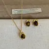 Collar con Colgante y Pendientes de Piedra Ojo de Tigre Maillard Otoño e Invierno para Mujer, Cadena de Cuello Versátil Simple y de Alta Gama, Cadena para Suéter
