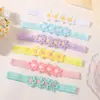 Nueva diadema de encaje con flor para bebé, diadema de alta elasticidad, accesorio dulce de color liso para fotos de bebés 5595