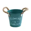 Cubo de Flores de Hierro Nórdico Decoración de Escritorio Interior Almacenamiento Cubo Pequeño Maceta de Metal de Color Caramelo Contenedor de Plantas
