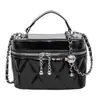 Otoño 2026 Estilo Pequeño Fragancia de Alta Gama Bolso de Mano Tipo Caja para Mujer Color Sólido Simple Moda Cadena a Cuadros Bolso Cruzado Tipo Caja