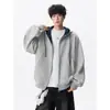 Nueva Chaqueta Cárdigan Bloque de Color Sudadera con Capucha para Hombre Holgada Cómoda Versátil Casual Calle Alta Americana Talla Extra Superior para Hombre
