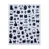 Pegatinas para Uñas Graffiti Blanco y Negro Gatito y Cachorro Lindos de Dibujos Animados Calcomanías de Decoración para Uñas Pegatinas de Cachorro Arte para Uñas