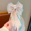 Acessórios de Cabelo Fofos de Princesa com Laços para Meninas, Presilhas de Cabelo de Rede com Laços Estilo Fada para Crianças