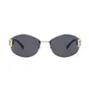 Nuevas Gafas de Sol Sin Montura Ojo de Gato a Prueba de Viento para Mujer, Modernas y Tendencia Protección Solar y Protección UV Gafas de Sol de Montura Pequeña Transfronterizo