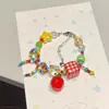 Collar de Cadena para Clavícula de Estrella de Colores Dopamina para Niña, Paraíso de Manzanas, Joyería de Cristal, Nuevo Verano 2024