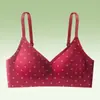 Sujetador Souffle de Encaje Floral para Mujeres con Poco Busto, Push-Up, Soporte Lateral del Pecho, Anticaída, Sin Varillas, Sujetador Rojo para el Año del Zodiaco