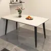 Conjunto de Mesa e Cadeiras de Jantar em Ardósia para Uso Doméstico, Adequado para Apartamentos Pequenos, Mesa de Jantar Luxuosa Leve para Sala de Estar, Mesa de Centro Retangular Moderna em Mármore, Ningju