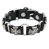 Pulsera de cuero genuino estilo punk vintage europeo y americano, muy vendida en AliExpress. Pulsera de cuero genuino con cruz de aleación para hombre.