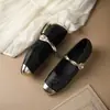 Sapatos de salto baixo populares e estilosos, estilo francês, novos sapatos Mary Jane rasos estilo chinês vintage para mulheres