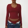 Estilo SK Ropa de Yoga Ajustada de Manga Larga Estilo Europeo y Americano Escote en V Espalda Sexy Hermosa Top Deportivo para Mujer Secado Rápido Ropa para Correr Fitness Camiseta