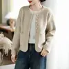 Abrigo suéter de piel de visón impermeable estilo tweed, nueva colección primavera/otoño 2026, cárdigan de punto suelto y suave estilo coreano