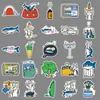 50 adesivos originais de peixe-gato em giz de cera, não violadores, animais de estimação fofos desenhados à mão, adesivos decorativos impermeáveis para copos térmicos