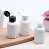 Botella gruesa de 50 ml Blanca 20 dientes de plástico Botella PET con tapa abatible, botella de champú botella de agua de limpieza