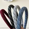 Faixa de Cabeça Fina Tricotada Listrada Casual e Versátil, Tiara de Lã Elegante e Delicada, Grampo de Cabelo, Grampo de Cabelo, Acessório de Cabeça para Menina