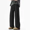 Pantalones de Lujo Gris Oscuro para Hombre Verano 2025 Nuevo Estilo Japonés Juventud Traje de Caída Pantalones Casuales de Pierna Ancha
