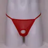 Calça T-string sexy transparente com recortes vazados para homens, vulnerabilidade dupla, malha elástica, calça T-string para atacado