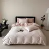 Lujo minimalista nórdico 100% algodón satén 50S algodón de fibra larga jacquard juego de cuatro piezas ropa de cama estilo hotel individual y doble