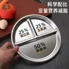 Prato de Jantar de Aço Inoxidável 304 Transfronteiriço Prato Redondo com Três Compartimentos Prato de Jantar Quantitativo para Adultos Redução de Gordura Prato de Dieta Equilibrada para Estudantes e Crianças