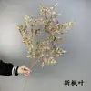 Flores de Simulación para Boda Serie Dorada Hojas de Ginkgo Eucalipto Arreglo Floral para Salón de Bodas Decoración de Pasillo Festival de Primavera Cubo de la Fortuna Flores Artificiales