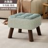 Taburete Pequeño Estilo Crema para Uso Doméstico, Taburete Bajo de Madera para Sala de Estar, Taburete para Mesa de Café, Taburete para Cambiarse los Zapatos en la Entrada, Banco Pequeño Suave de Alta Gama