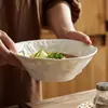 Tazón de Sopa con Patrón de Roca de Fábrica Hogareño Hebilla Grande Tazón Salah Cerámica Tazón Eamo Vajilla Destacada Premium para Hotel