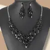 Juego de Collar y Pendientes de Perlas con Diamantes y Cristales, Joyería para Mujer de Banquete de Boda Nupcial, Estilo de Lujo Ligero