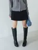 Pantalones Falda de Lentejuelas Negros con Abertura Lateral para Mujer, Falda Corta de Lana Gruesa Ajustada al Cadera de Línea A para Figuras Pequeñas 11102