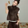 Chaleco Tejido Minimalista de Cuello Alto, Cárdigan sin Mangas de Felpa Suave, Top Versátil para Superponer para Mujeres en Otoño