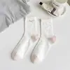 Calcetines de media pantorrilla para mujer, Primavera y Otoño, Borde de Encaje, Calcetines Largos Fruncidos Estilo Ins, Resistentes al Olor, Absorbentes del Sudor, Calcetines con Volantes Florales Pequeños Estilo Coreano