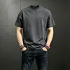 Camiseta de Manga Corta de Algodón Puro Transfronteriza para Hombre y Mujer, Verano Estilo Americano Moderna Casual de Color Sólido Versátil Holgada Camiseta Base
