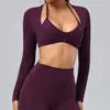 Cárdigan largo de manga larga para mujer, ecológico, de poliéster-spandex reciclado, para yoga, corte ajustado con tiras, prenda exterior para fitness, cubrepiernas deportivo transfronterizo