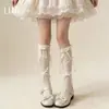 Meias Empilhadas com Vários Laços, Meias Finas de Verão Estilo Ballet para Panturrilha, Meias JK de Cano Médio Lolita, Estilo Fino de Verão