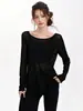 Camiseta de Manga Larga de Secado Rápido con Cuello Redondo Espalda Descubierta y Tirantes Cruzados para Mujer, Holgada, con Protección Solar, Diseño Moderno, Adelgazante, Top Deportivo para Yoga