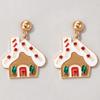 Brincos de árvore de Natal meias vermelhas e verdes alce de Natal brincos com design criativo casa fofa brincos de temperamento retrô