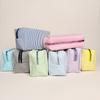 Bolsa de cosméticos Seersucker de grande capacidade, bolsa portátil para artigos de higiene pessoal, com zíper, para armazenamento de caneta de sobrancelha, mais vendida internacionalmente