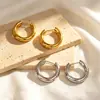 Moda Europea y Americana Estilo Simple Pendientes de Aro Redondos de Acero Inoxidable 304 Acero de Titanio Estilo Básico Pendientes que No se Desvanecen Adecuados para Bañarse Mujeres Verano