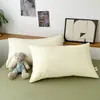 Fronha de algodão puro hipoalergênica Classe A para dormir sem roupa, alta contagem de fios 13372, estilo envelope simples, cor sólida, fronha de algodão puro bicolor