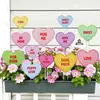 Placa de Jardim para Dia dos Namorados Transfronteiriça com Corações Doces Coloridos, Placa de Decoração de Jardim com Luzes