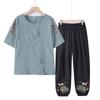 Traje de verano de abuela para mujer de mediana edad y anciana, top de manga corta para señora mayor de 60 años, conjunto de ropa de dos piezas para madre