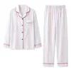 Pijama Doce e Fofo de Primavera e Outono para Mulheres, Manga Longa, Algodão Fino tipo, Modelagem Solta, Conjunto de Duas Peças de Roupa de Casa para Outono e Inverno
