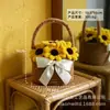 Oso de Manualidades con Rama Retorcida Cesta de Flores Ramo Girasol Cesta de Flores de Mano Decoración de Mesa de Navidad Año Nuevo
