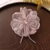Pinza para el pelo, tocado, ramillete, accesorio para vestido, flor de organza con borla, cristal, temperamento retro original, DIY