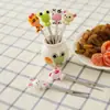 Tenedor de fruta silicona acero inoxidable cerámica tubo de silicona palo de fruta para alimentos niños lindo caricatura tenedor traje fábrica en stock