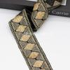 Cinta de lentejuelas con hilo dorado en forma de diamante grande de 6 cm con bordado de encaje de estilo étnico, accesorios para cinturón, código de barras, venta al por mayor