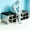 Gabinete de zapatos de acero inoxidable 201, vestidor, banco para cambiarse los zapatos, casillero, gabinete multi-puerta con cerradura, taller libre de polvo, gabinete de almacenamiento para empleados