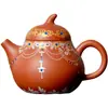 Tetera Morada de Arcilla Mineral Original de las Dinastías Tang y Song, Juego de Té Kung Fu, Tetera de Estilo Chino Estampada en Oro con Filtro de Agujero de Bola para Uso Doméstico