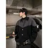 Chaqueta de punto de moda con costuras nuevas para invierno 2024, para hombre, gris de alta calidad, diseño suelto con sentido, suéter cárdigan de contraste