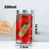 Frasco de Vidrio Transparente para Pepinillos de Múltiples Especificaciones, Frasco Redondo Sellado de Alta Capacidad, Botella para Conservas, Botella de Vidrio con Dispensador para Salsa de Chile Sellada